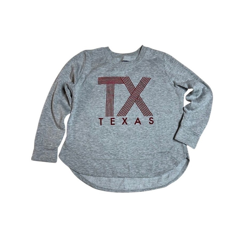 State of Mine Womens Texas TX Graphic Sweatshirt Gray Maroon High Low Hem Size M